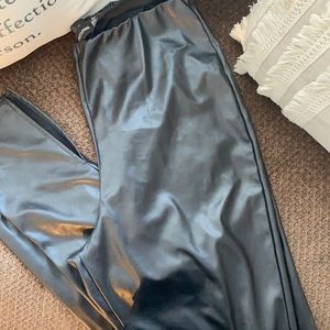 Pleather Split Hem Leggings